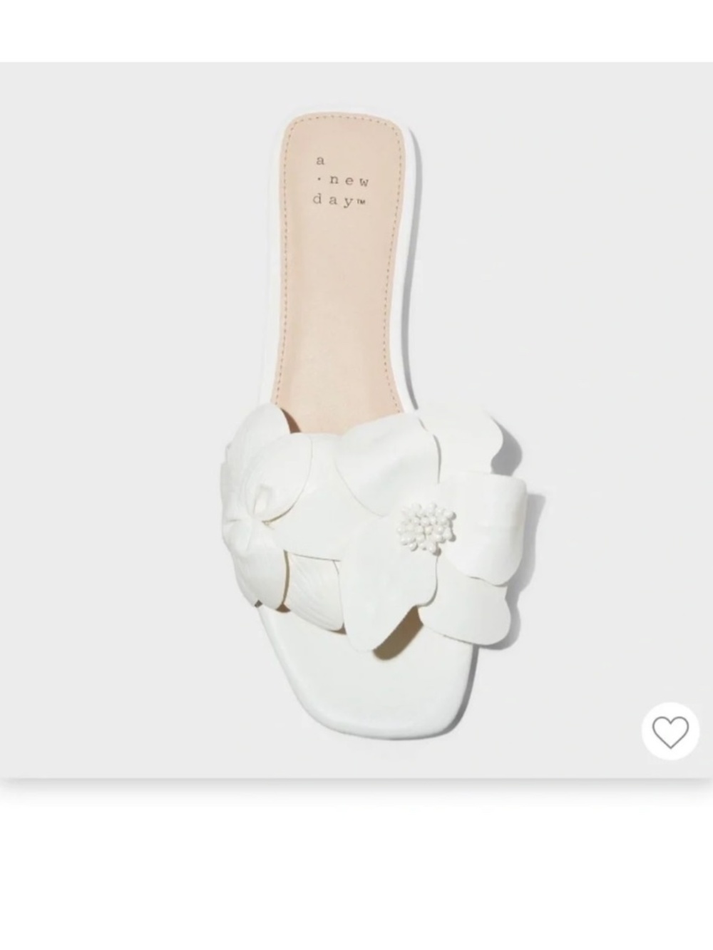 Women's Alyssa Floral Slide Sandals - A New Day White (size 10, NWT) - Picture 2 of 15